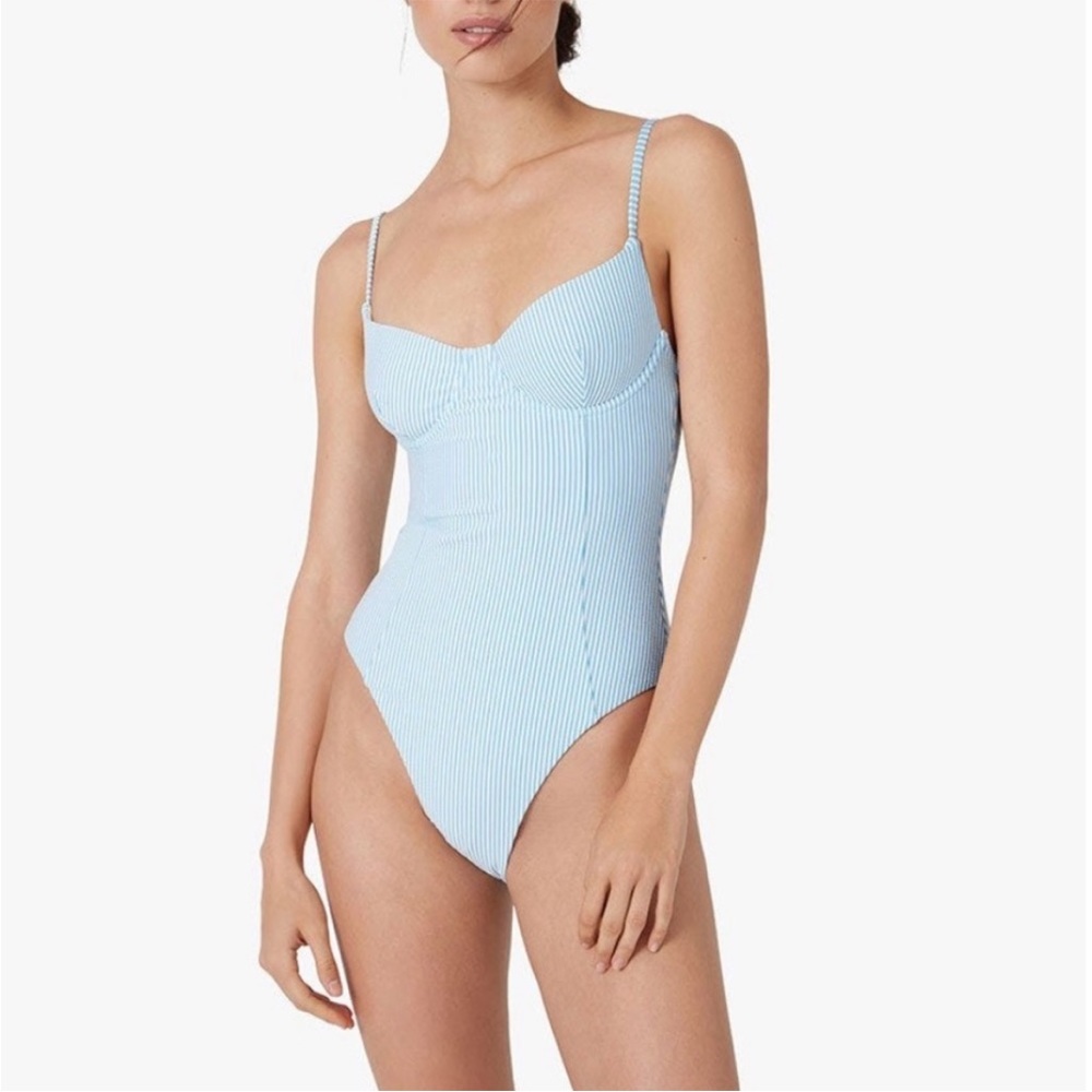 LAST CHANCE! DONATING TOMORROW!  Onia Isabella High-Leg Seersucker One Piece